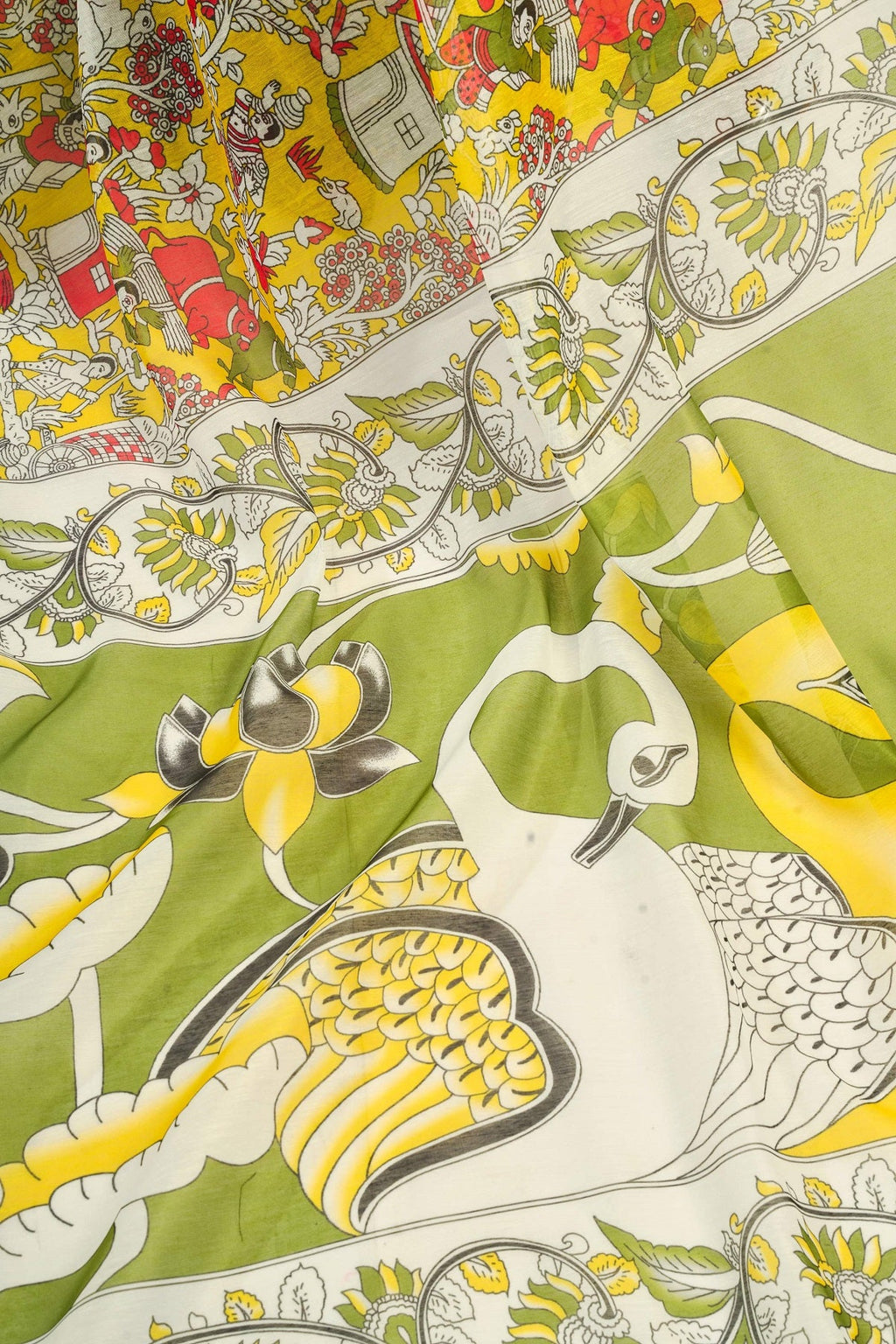 Dwija Fashion Yellow Party Wear Printed Linen Ready To Wear Saree With Unstitched Blouse | Grocsy