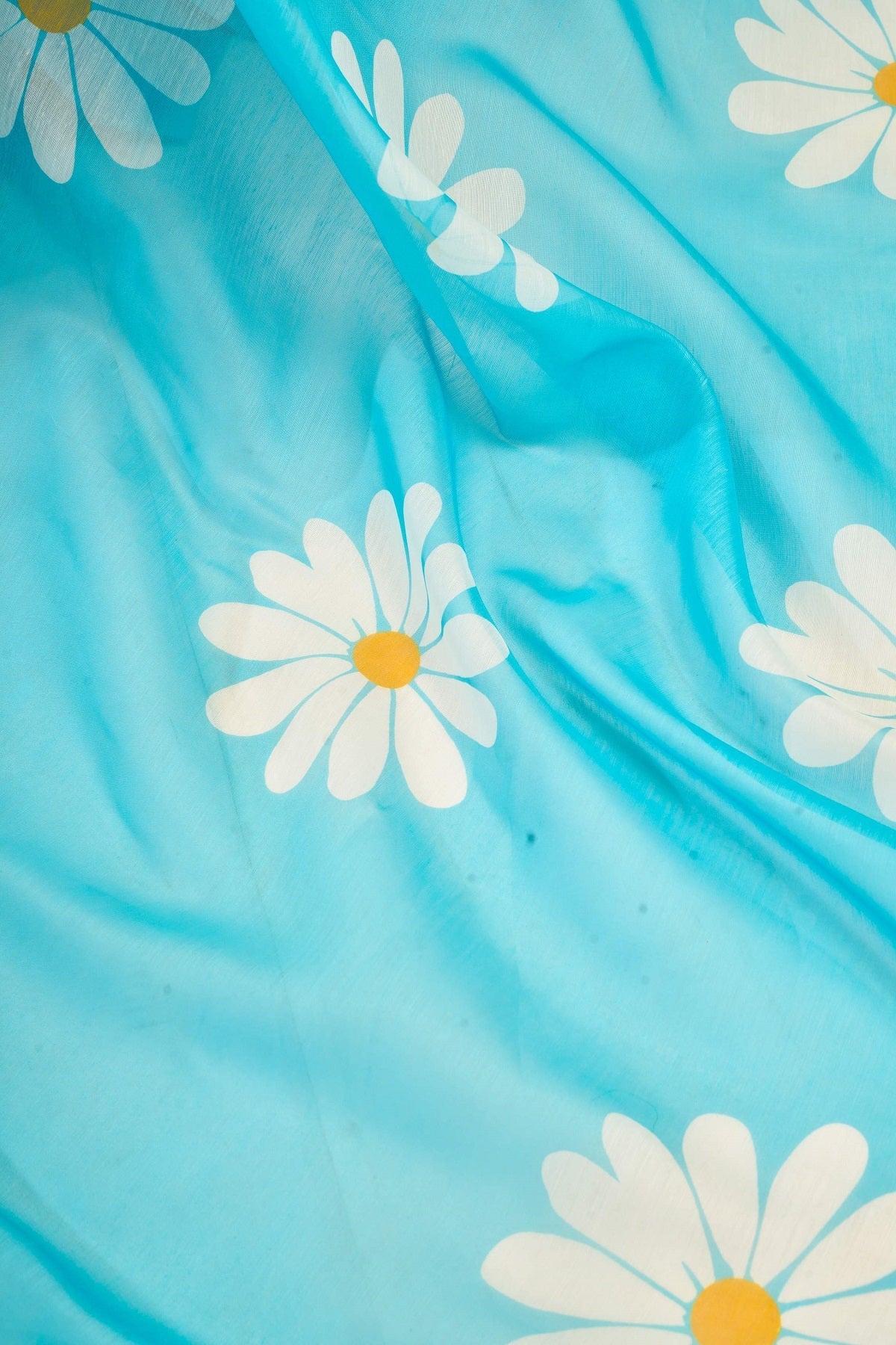 Dwija Fashion Turquoise Blue Party Wear Printed Linen Ready To Wear Saree With Unstitched Blouse | Grocsy