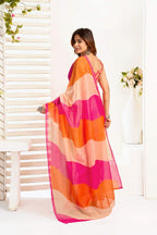 Dwija Fashion Multicolor Party Wear Printed Linen Ready To Wear Saree With Unstitched Blouse | Grocsy