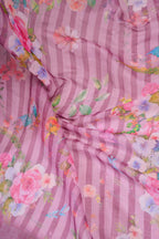 Dwija Fashion Purple Party Wear Printed Linen Ready To Wear Saree With Unstitched Blouse | Grocsy