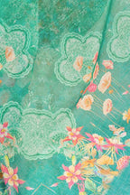 Dwija Fashion Green Party Wear Printed Linen Ready To Wear Saree With Unstitched Blouse | Grocsy