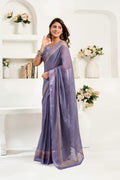 Dwija Fashion Navy Blue Party Wear Printed Linen Ready To Wear Saree With Unstitched Blouse | Grocsy