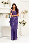 Dwija Fashion Navy Blue Party Wear Printed Linen Ready To Wear Saree With Unstitched Blouse | Grocsy