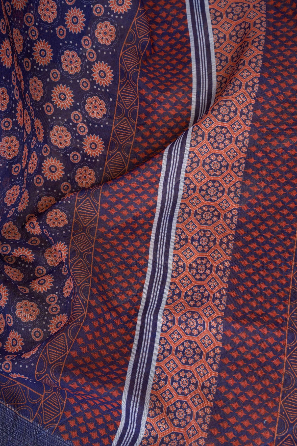 Dwija Fashion Blue Party Wear Printed Linen Ready To Wear Saree With Unstitched Blouse | Grocsy