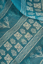 Dwija Fashion Turquoise Blue Party Wear Printed Linen Ready To Wear Saree With Unstitched Blouse | Grocsy