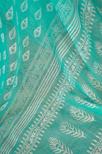 Dwija Fashion Turquoise Blue Party Wear Printed Linen Ready To Wear Saree With Unstitched Blouse | Grocsy