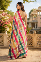 Dwija Fashion Multicolor Party Wear Printed Linen Ready To Wear Saree With Unstitched Blouse | Grocsy