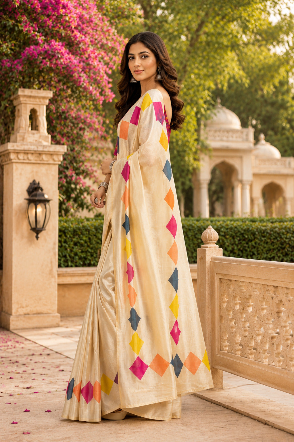 Dwija Fashion White Party Wear Printed Linen Ready To Wear Saree With Unstitched Blouse | Grocsy