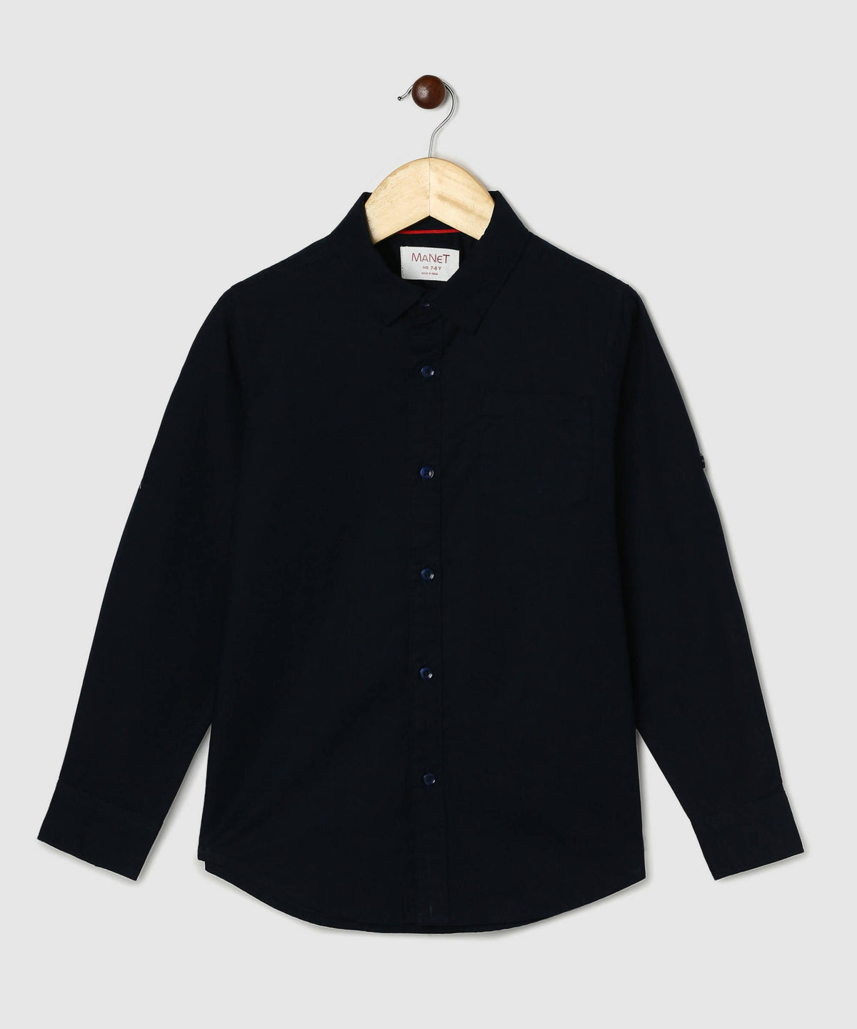 Manet Boys Full Sleeves Solid Shirt - Navy Blue | Grocsy