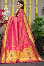 Jyoti Fashion Women's Pink Banarasi Silk Zari Woven Saree with Blouse | Grocsy