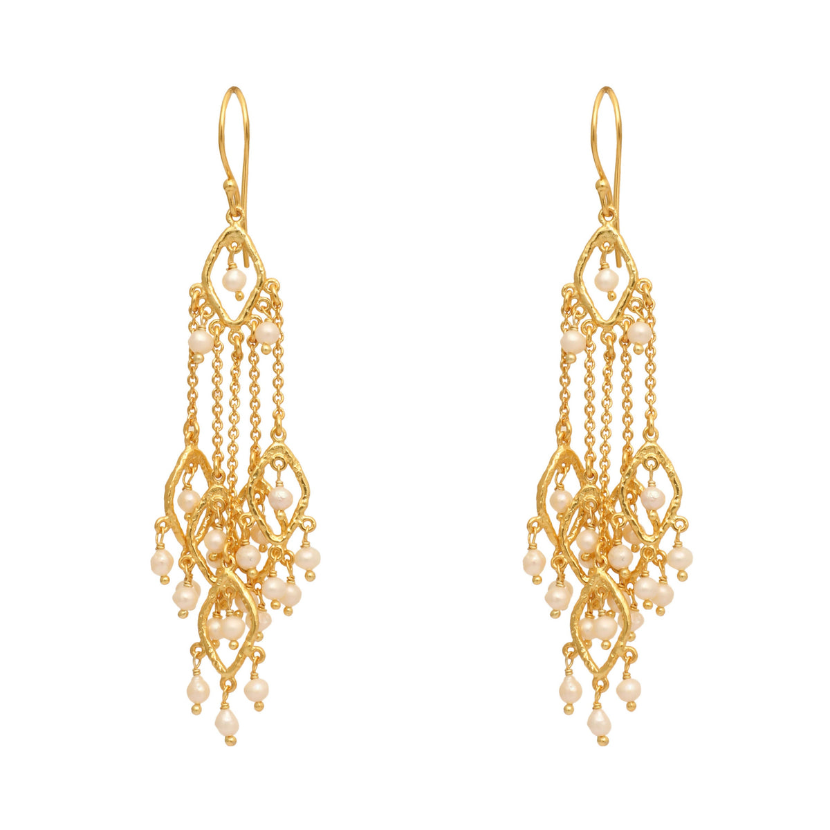Nuyug 18k String of Pearls Gold Anti Tarnish Earrings | Grocsy