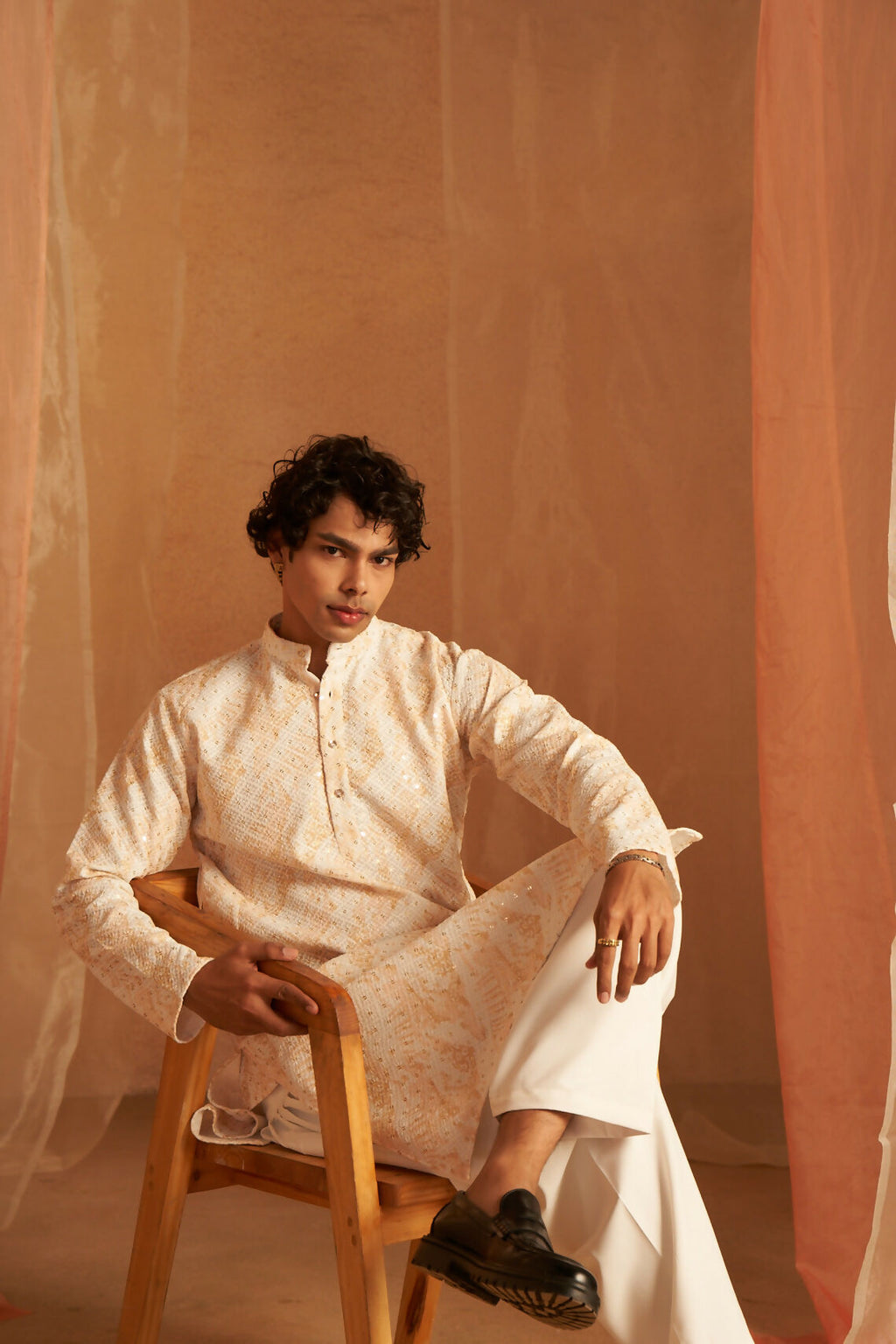 Yellow Viscose Chikankari Embroidery Work Men's Kurta Set - Mahotsav | Grocsy