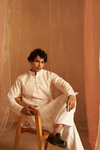 Yellow Viscose Chikankari Embroidery Work Men's Kurta Set - Mahotsav | Grocsy