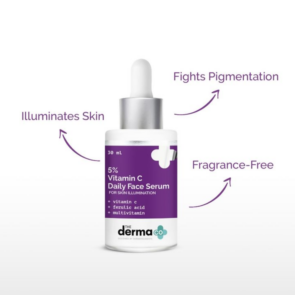 The Derma Co 5% Vitamin C Daily Face Serum With Ferulic Acid & Multivitamin | Grocsy