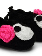 Chutput Kids Woollen Hand Knitted Cartoon Face Detailed Booties - Black | Grocsy