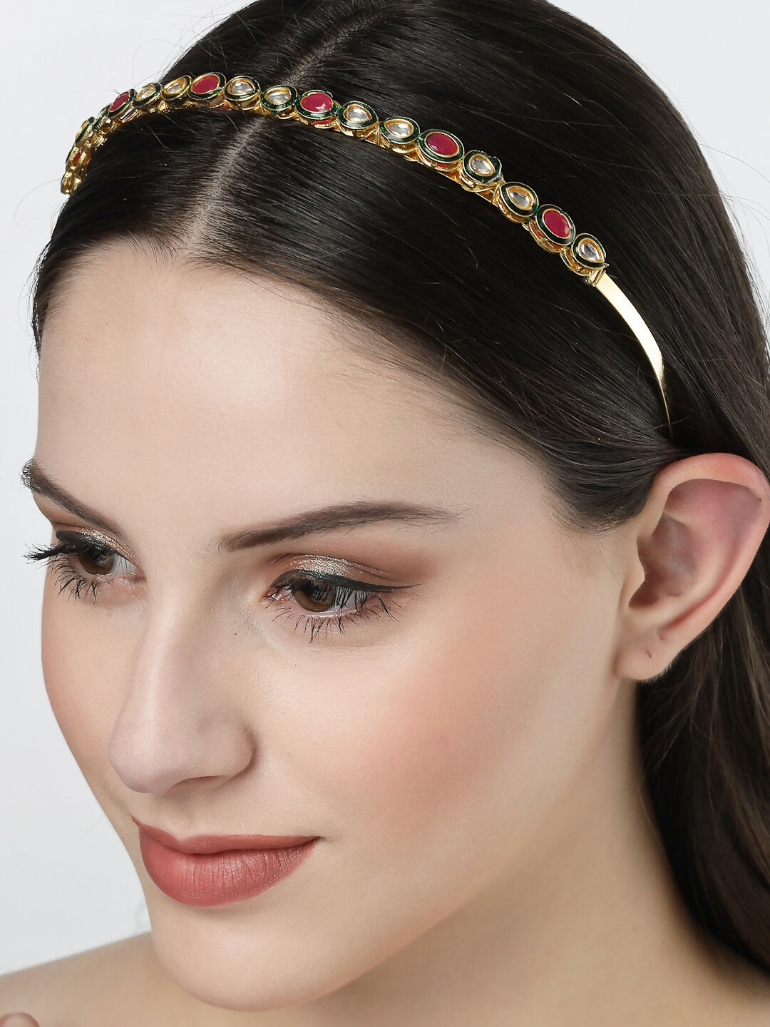 NVR Women's Multi colour Kundan Gold-Polished Embellished Hairband | Grocsy