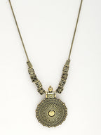 NVR Women's Gold-Polished Circular Shape Pendant with Chain | Grocsy
