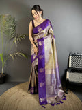 Joban Fashion Purple Intricate Zari Weaving Soft Silk Dharmavaram Saree | Grocsy