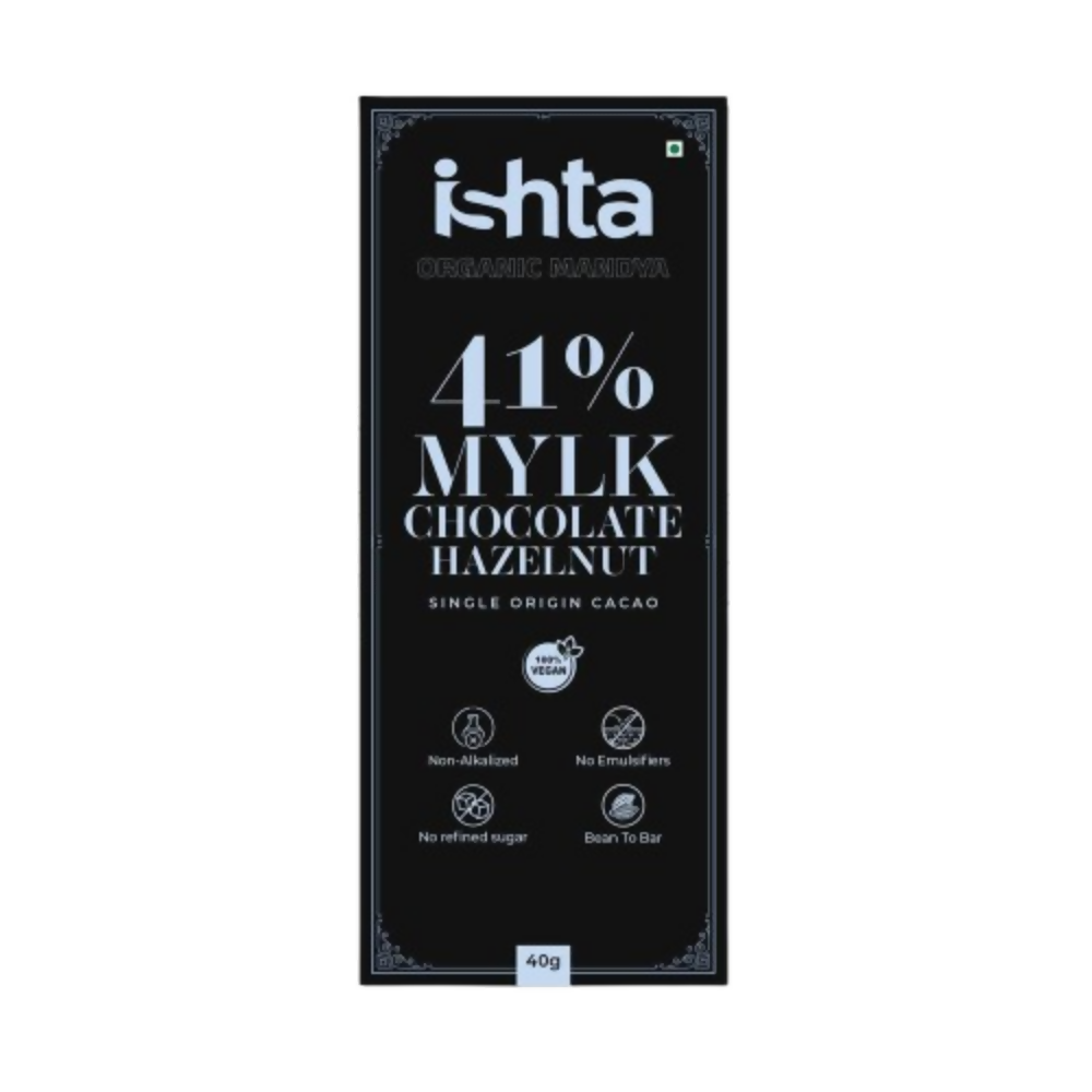 Organic Mandya 41% Mylk Chocolate with Hazelnut | Grocsy