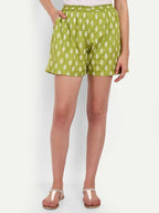 Alvano Printed Blue, Green Boxer Shorts, Night Shorts, Regular Shorts, Bermuda Shorts | Grocsy