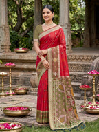 Shree Shyam Fashion Red Soft Silk Saree | Grocsy