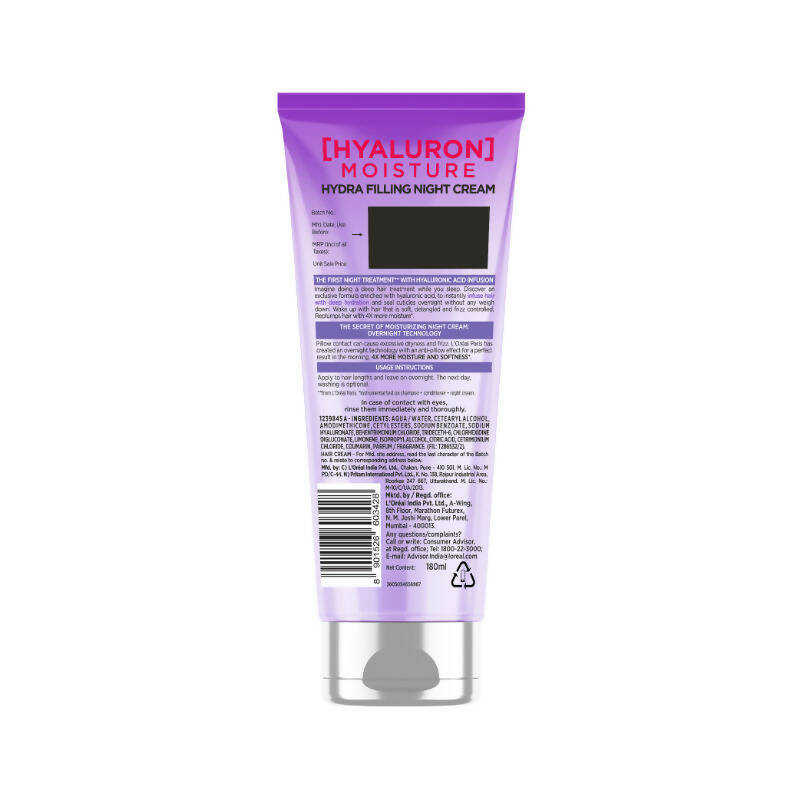 L'Oreal Paris Hyaluron Moisture Hydra Filling Night Cream Hair | Grocsy