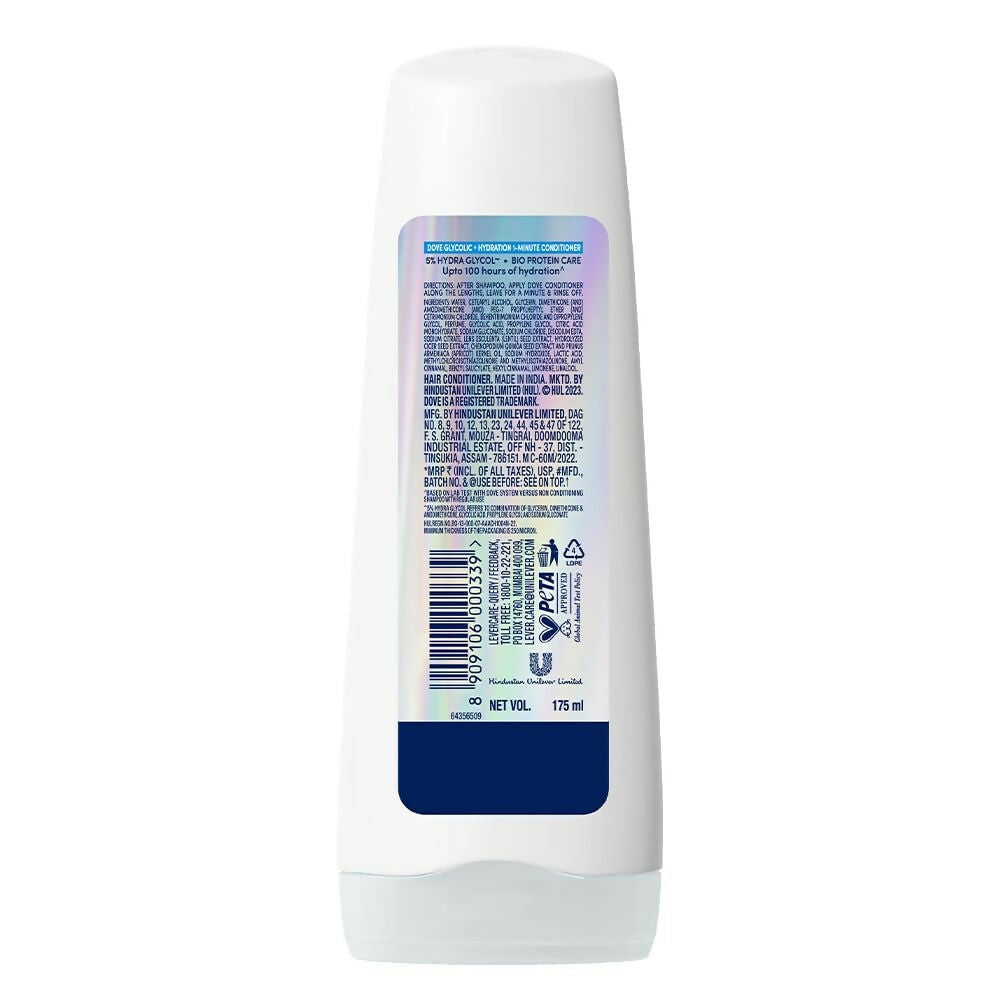 Dove Glycolic + Hydration Conditioner With 5% Hydra-Glycol For Upto 100 Hours Of Hydrated, Fluid Hair | Grocsy