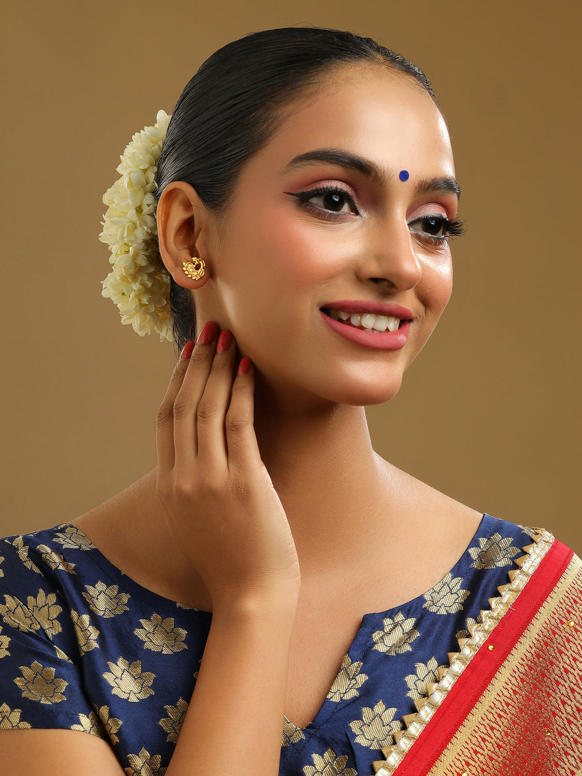 Ruby Raang Gold Peacock Earrings | Grocsy