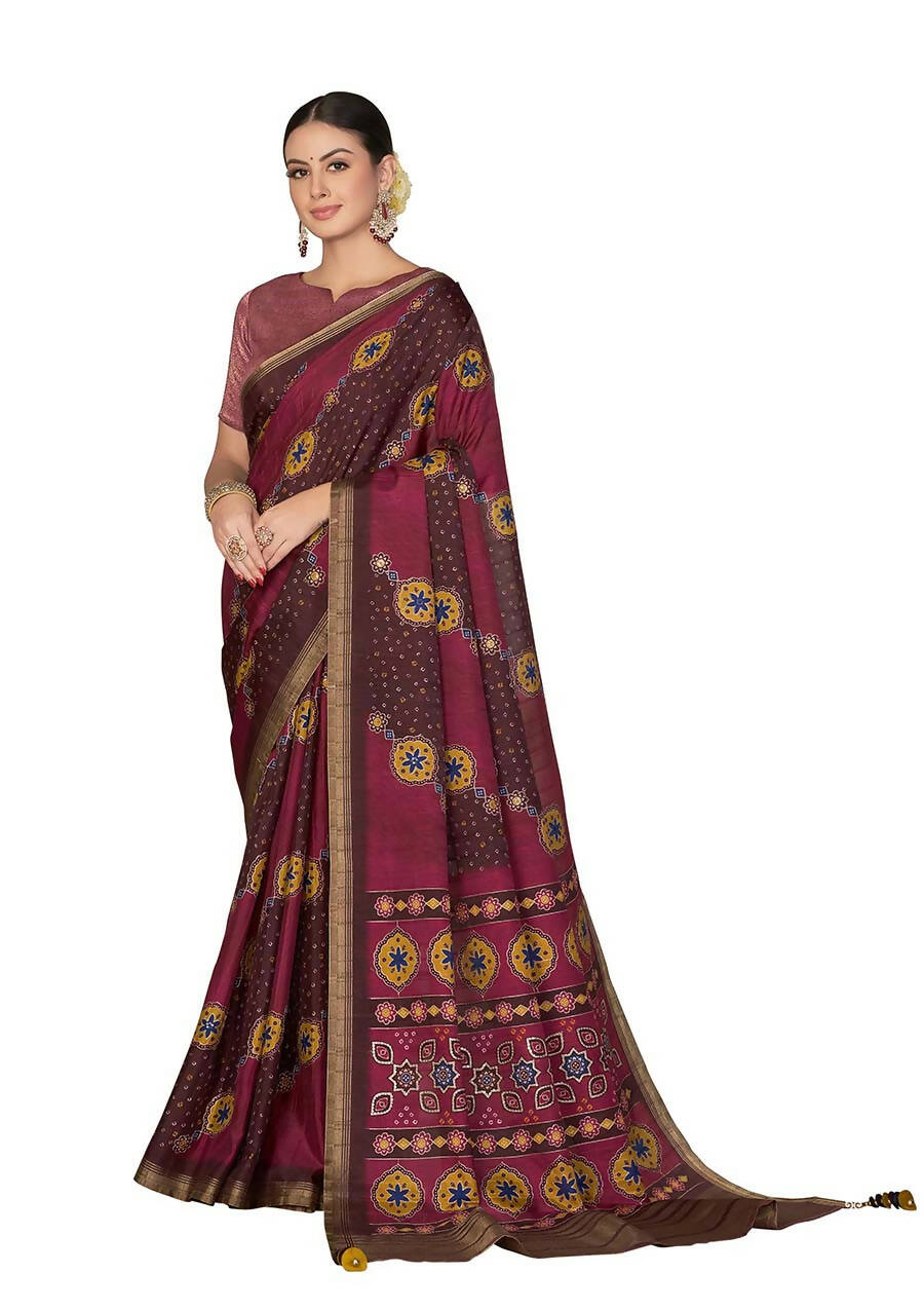 Maroon Rangkat Tussar Silk Woven Design Saree with Unstitched Blouse - Mohmanthan Eshani | Grocsy