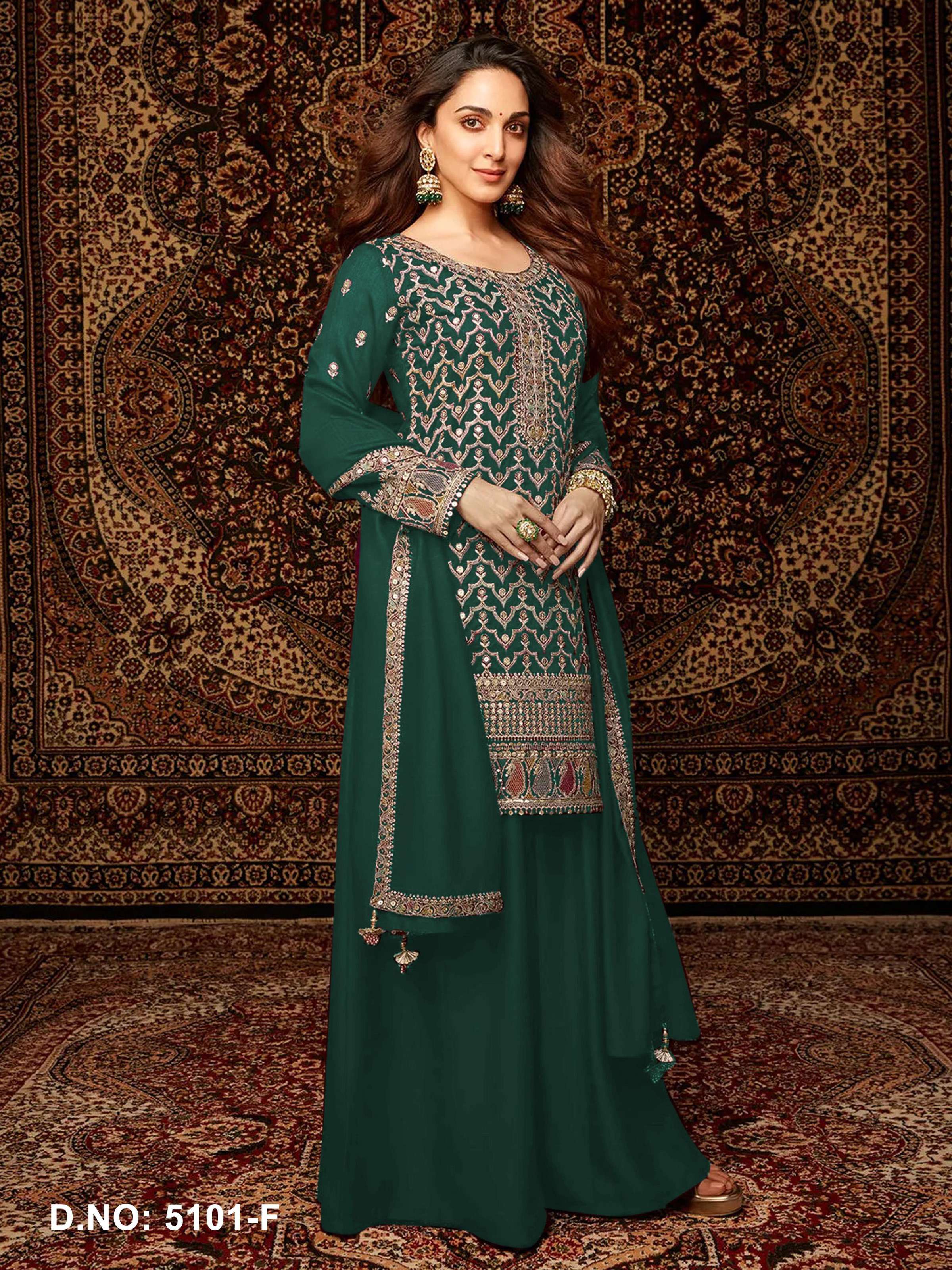 Anaita Dark Green Premium Embroidered Chiffon Salwar Suit | Grocsy
