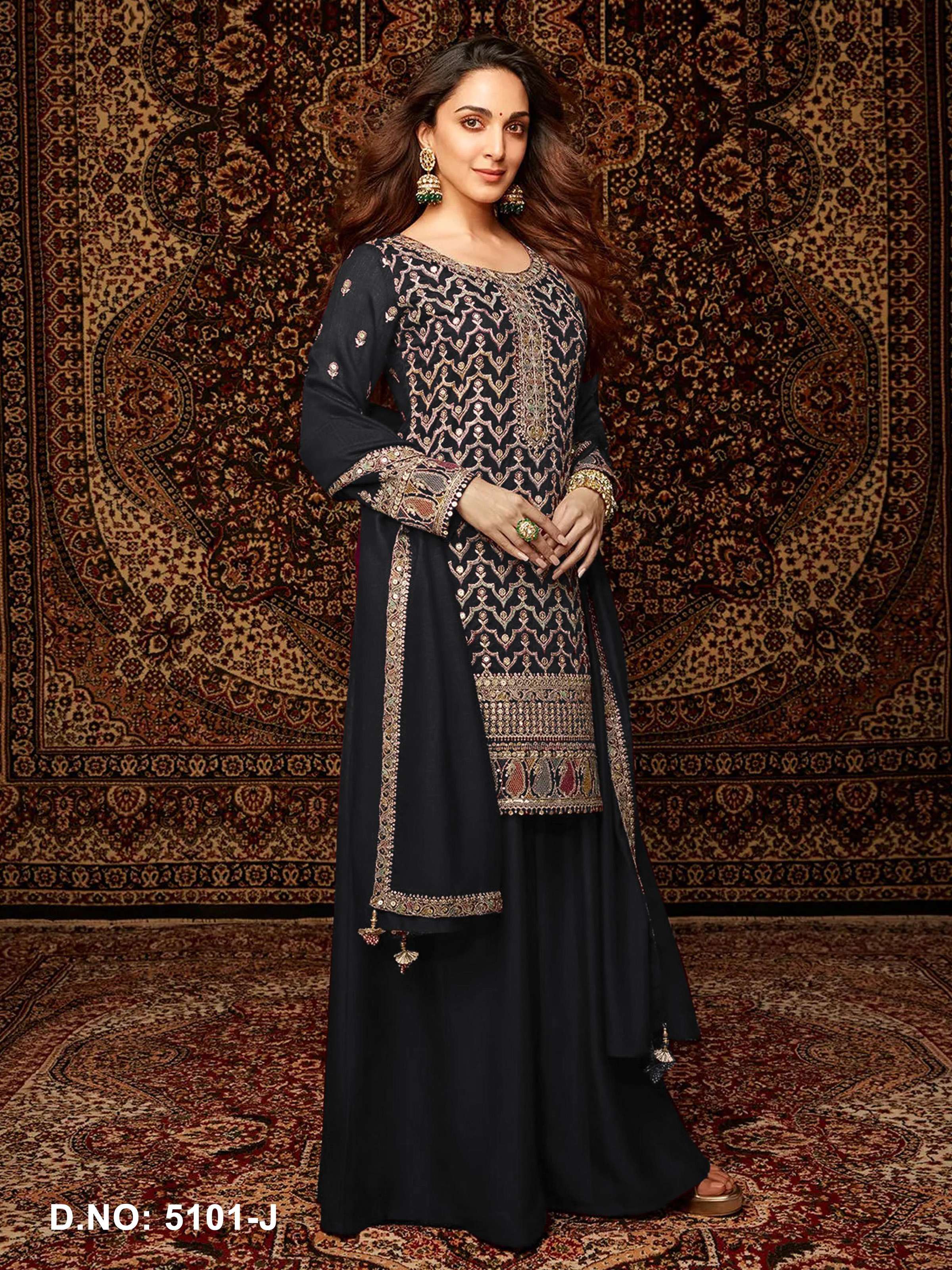 Anaita Black Premium Embroidered Chiffon Salwar Suit | Grocsy