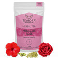TEAFORA Hibiscus Rose Herbal Tea | CAFFEINE-FREE | 100% NATURAL | Hibiscus, Rose, Chamomile, Blue Cornflower, Fennel, Licorice | Brew Hot or as Iced Tea | Grocsy