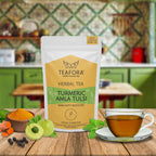 TEAFORA Turmeric Amla Tulsi Herbal Tea | CAFFEINE-FREE | Blended with Ginger, Blueberry, Cinnamon & Stevia | Improves Hair Growth, Supports Immunity | Grocsy