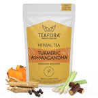 TEAFORA Turmeric Ashwagandha Herbal Tea | CAFFEINE-FREE | Indian Superfoods Blended with Black Pepper & Licorice | Supports Immunity | 100% NATURAL INGREDIENTS | Grocsy