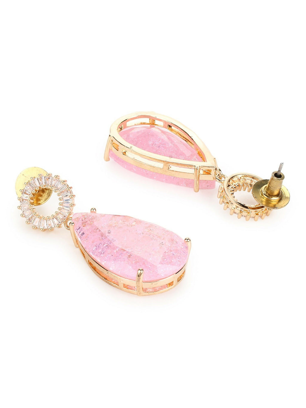 Pink Druzy Quartz & Diamonds Earrings- Ruby Raang | Grocsy