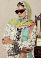 Muslin Cotton Off White Digital Print & Embroidered Salwar Suit - Emponline | Grocsy