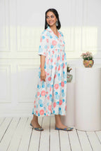 Myshka Women Multi - Floral Rayon A-Line V-Neck Dress | Grocsy