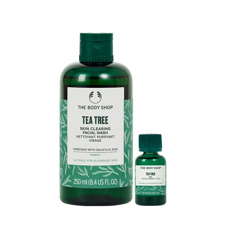 The Body Shop Tea Tree Facial Wash & Face Oil Combo | Grocsy
