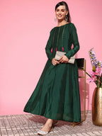 Ahalyaa Women's Traditional wear Ethnic Dress - Green | Grocsy