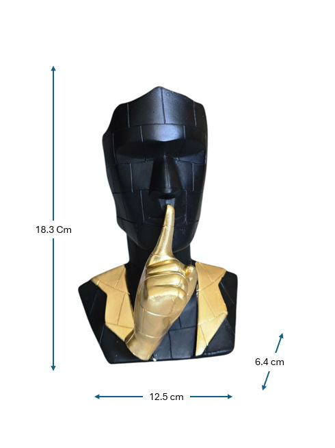 Sun Mun Decors Gold & Black Polyresin Premium Silence Face | Grocsy