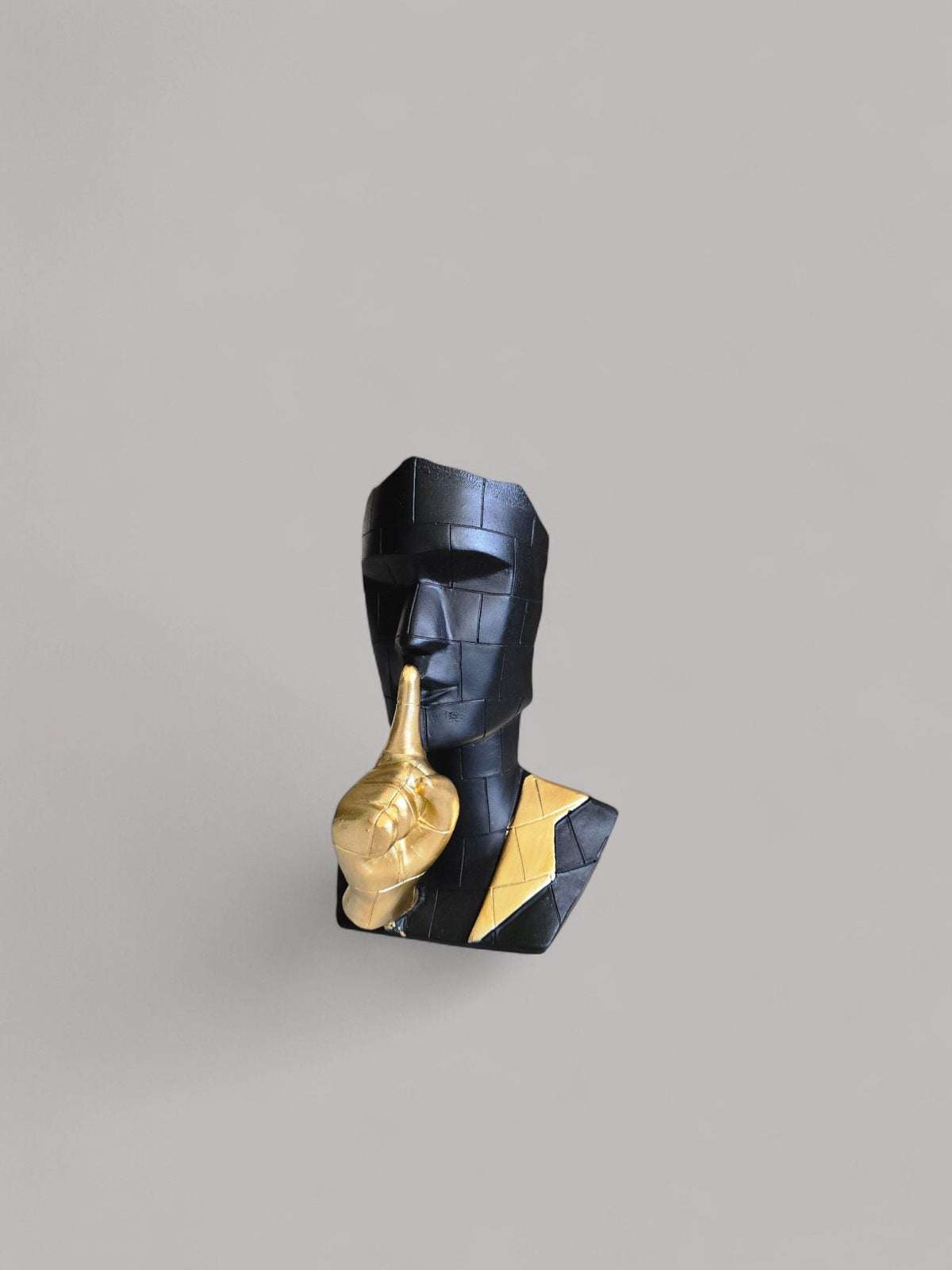 Sun Mun Decors Gold & Black Polyresin Premium Silence Face | Grocsy