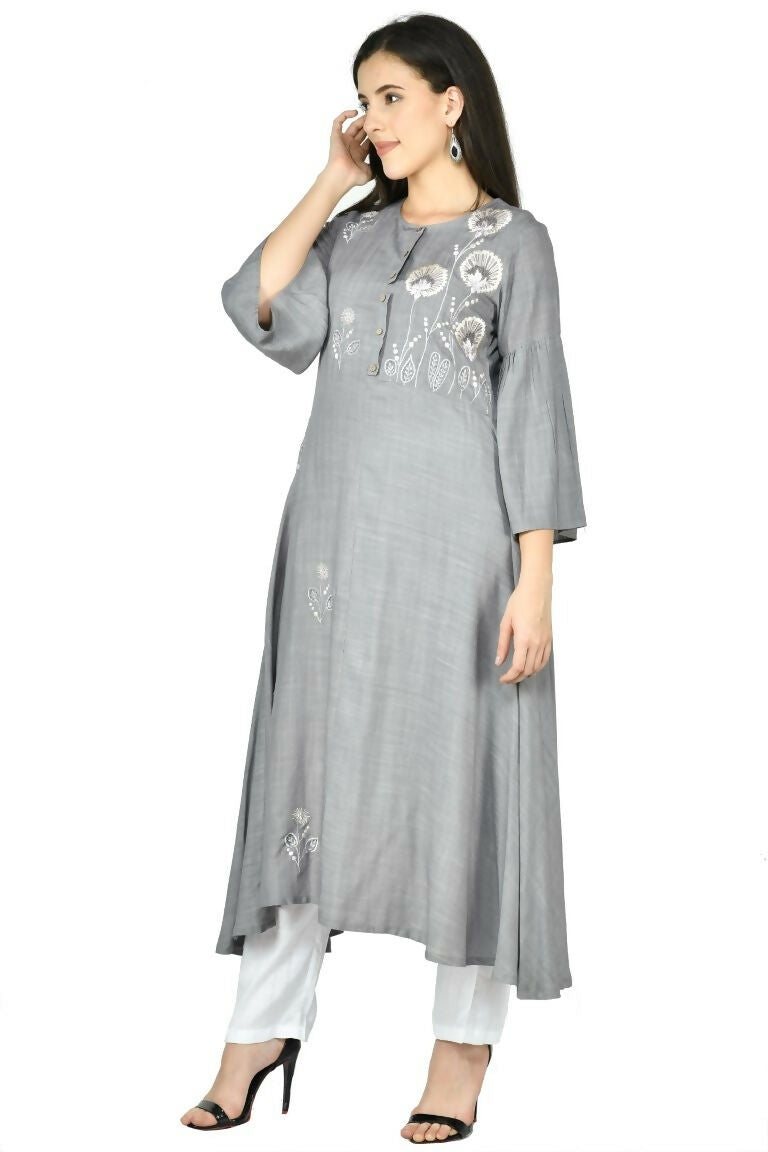Joban Fashion Grey Cotton Rayon Kurta Set | Grocsy