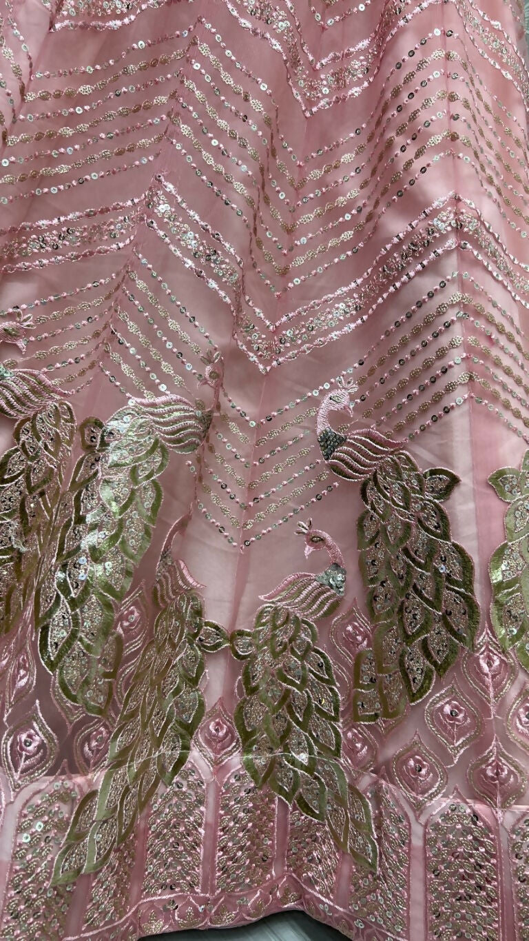 Jyoti Fashion Women's Pink Bridal Net Fancy Foil & Sequins with Multi Thread Embroidered Wedding Lehenga Choli | Grocsy