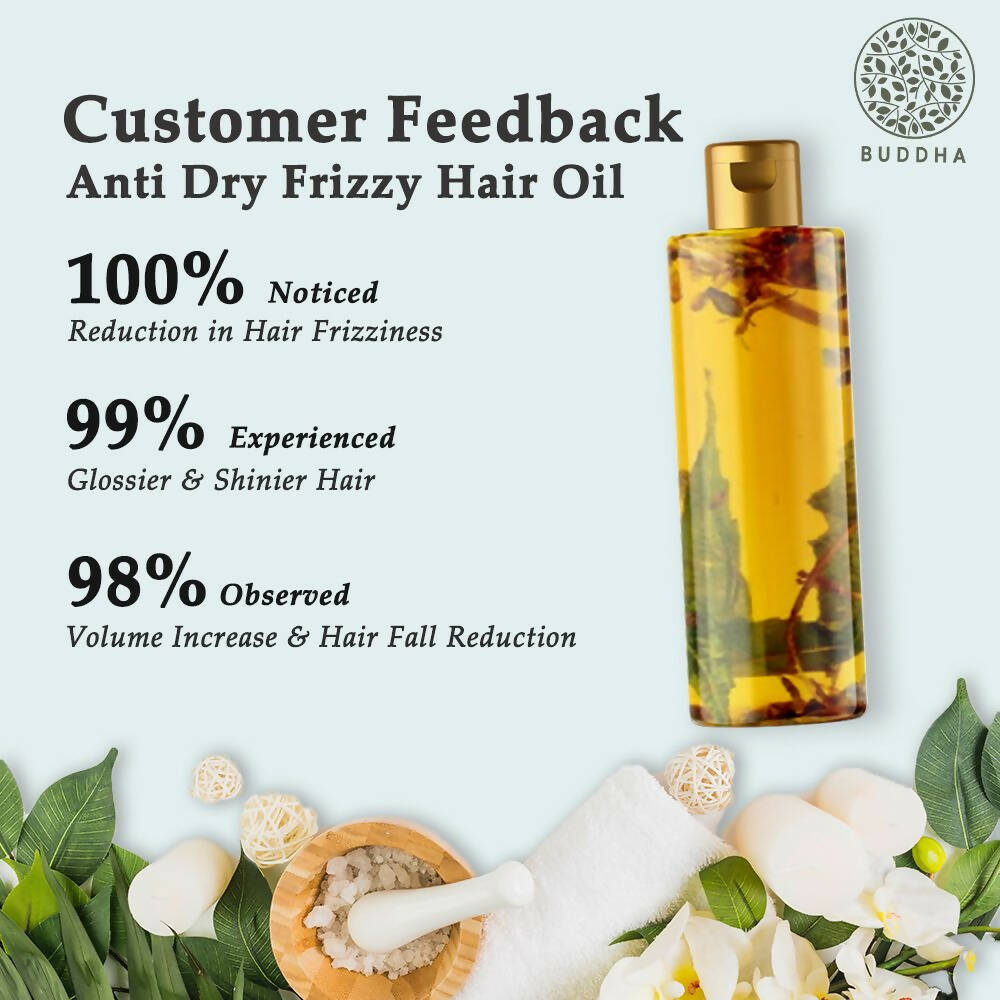 Buddha Natural Anti Dry Frizzy Hair Oil - For Instant Shine, Smoothness & Soft Hair | Grocsy