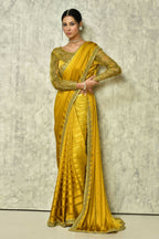 Mustard Silk Solid Designer Saree with Blouse - Purvi | Grocsy