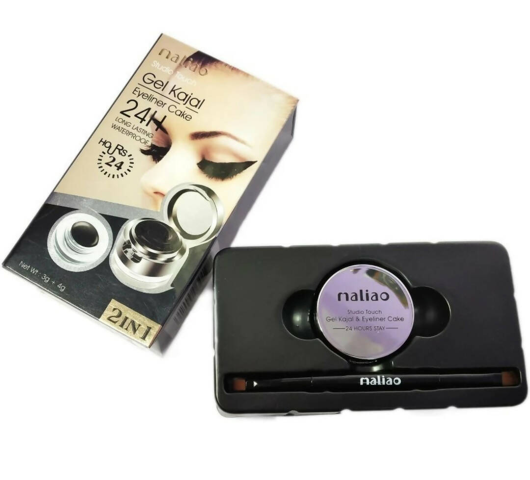 Maliao Professional Studio Touch 24H Long-Lasting Waterproof 2In1 Gel Kajal & Eyeliner Cake | Grocsy