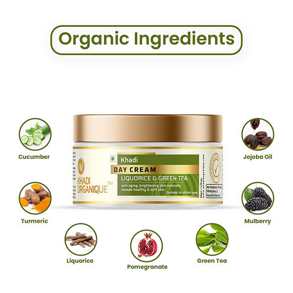Khadi Organique Day Cream with Liquorice & Green Tea | Grocsy
