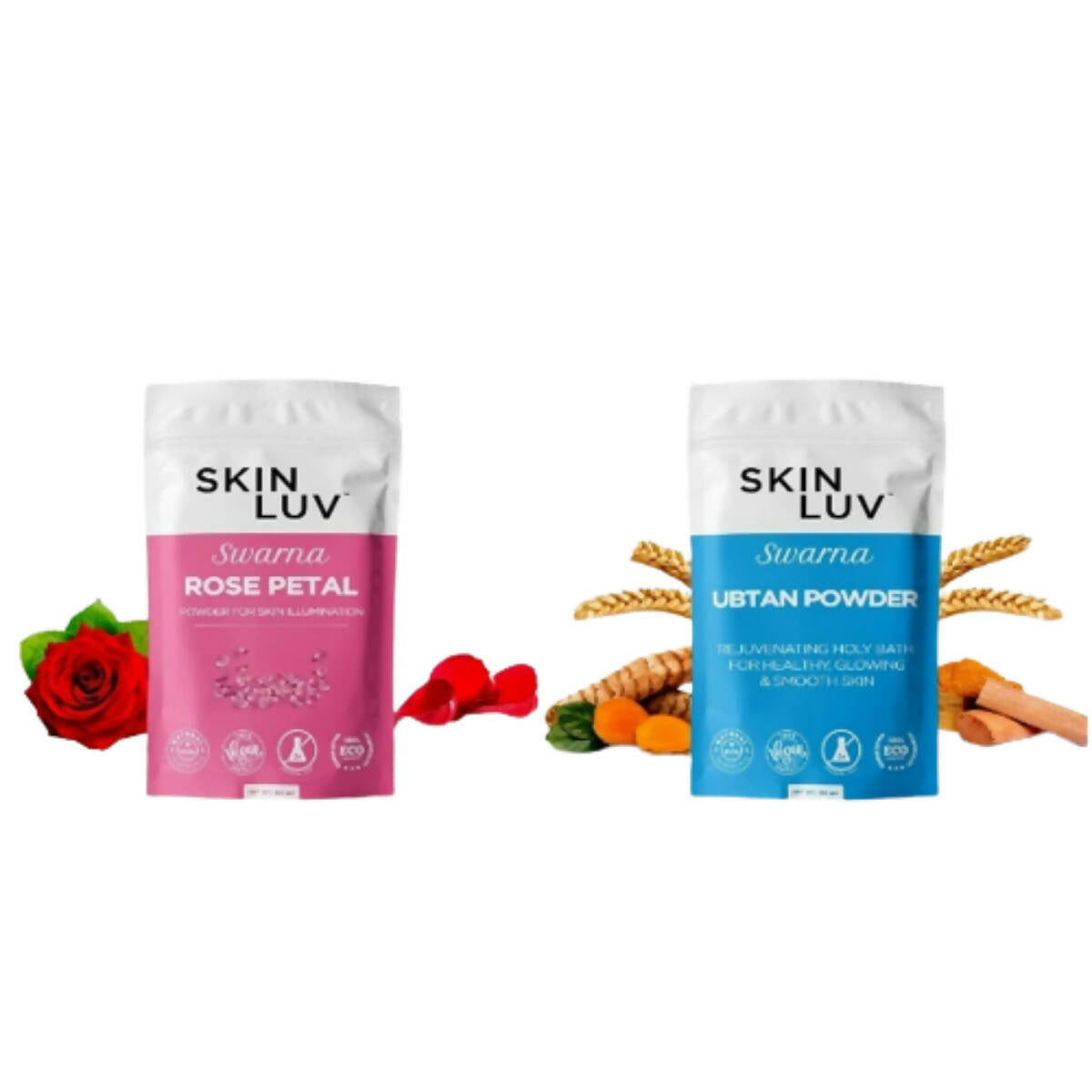 SkinLuv Swarna Rose Petals Powder And Ubtan Powder Combo | Grocsy