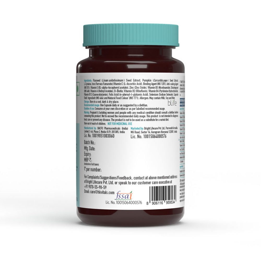 HK Vitals Hair Multivitamin Capsules, Supports Keratin Synthesis & Helps Reduce Hair Fall | Grocsy