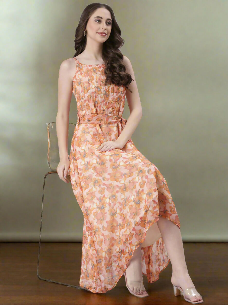 Souchii Floral Print Tiered Dress – Flowy Fit & Flare | Grocsy